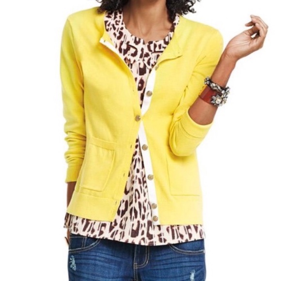 CAbi Sweaters - CABI 3010 belle yellow button up down cardigan M